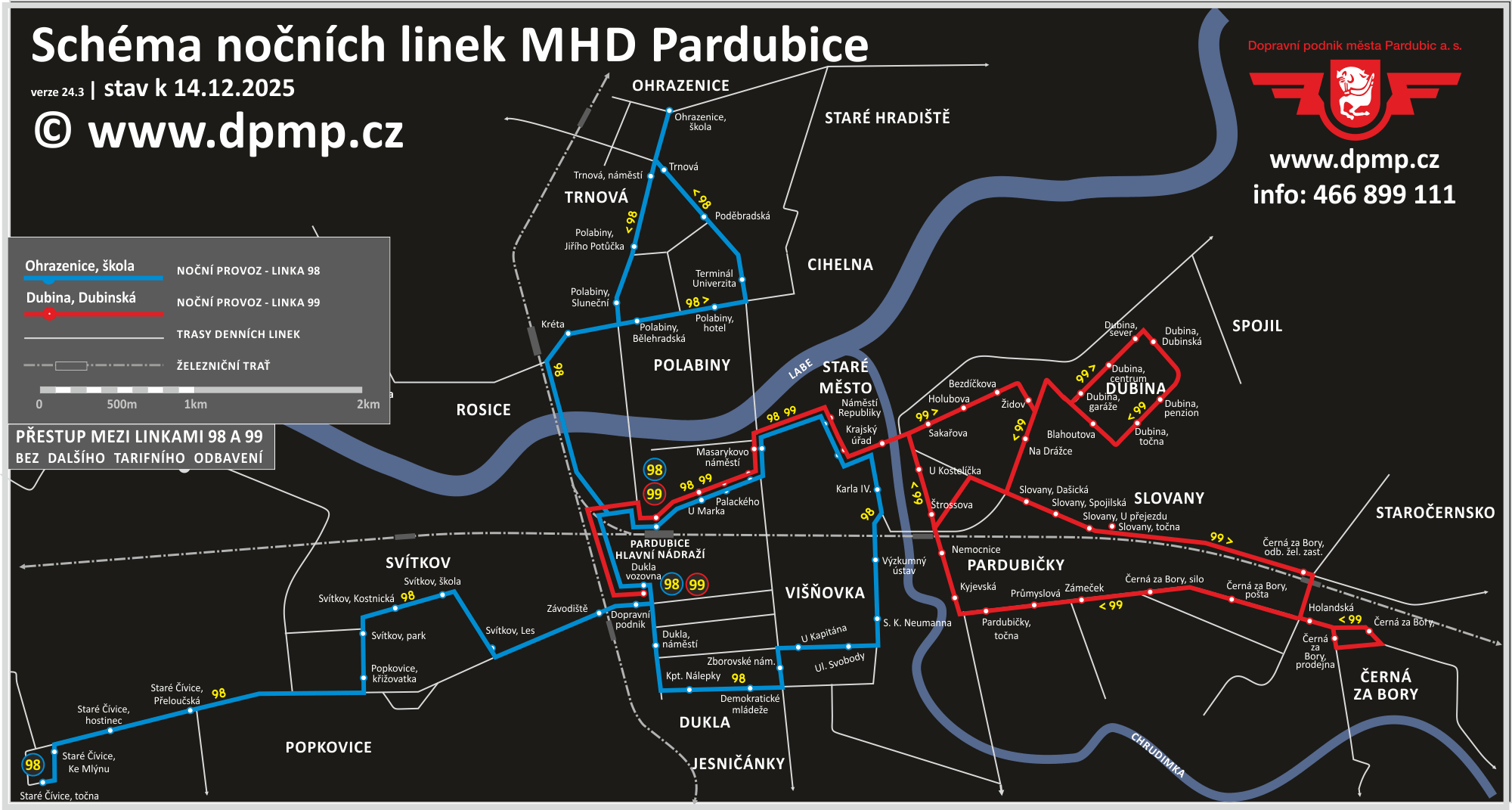 Změny nočního provozu 98 a 99 od 14.12.2025 - obrázek 1