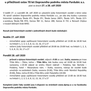 70 let DPMP - jízdy historických vozidel 27. a 28.9.2020