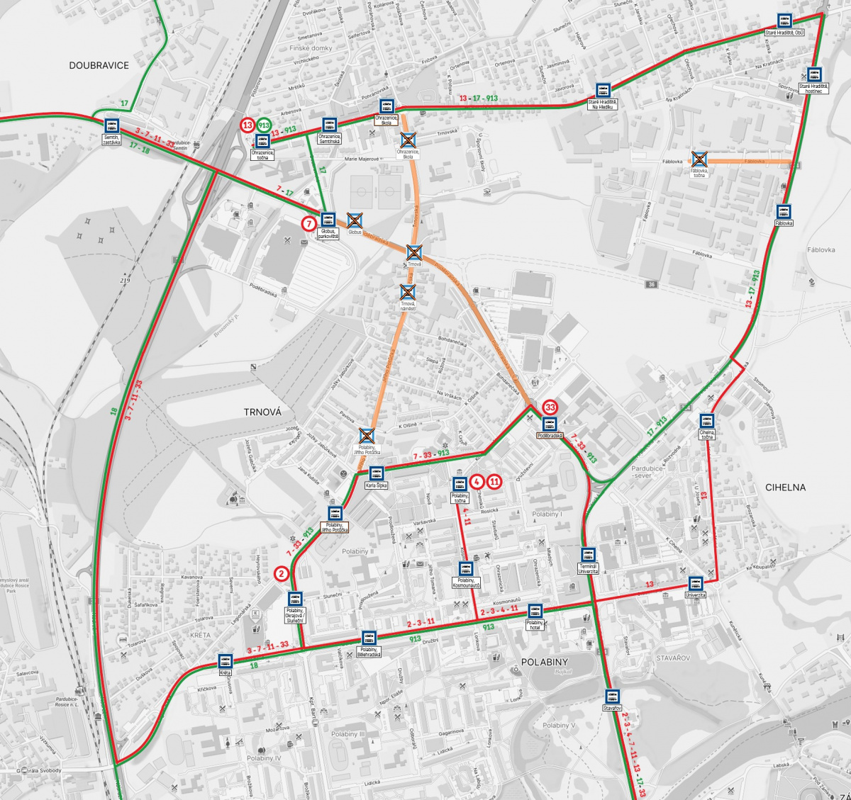 Úplná uzavírka okružní křižovatky Trnová a další změny MHD od 1.6.2024 - obrázek 3