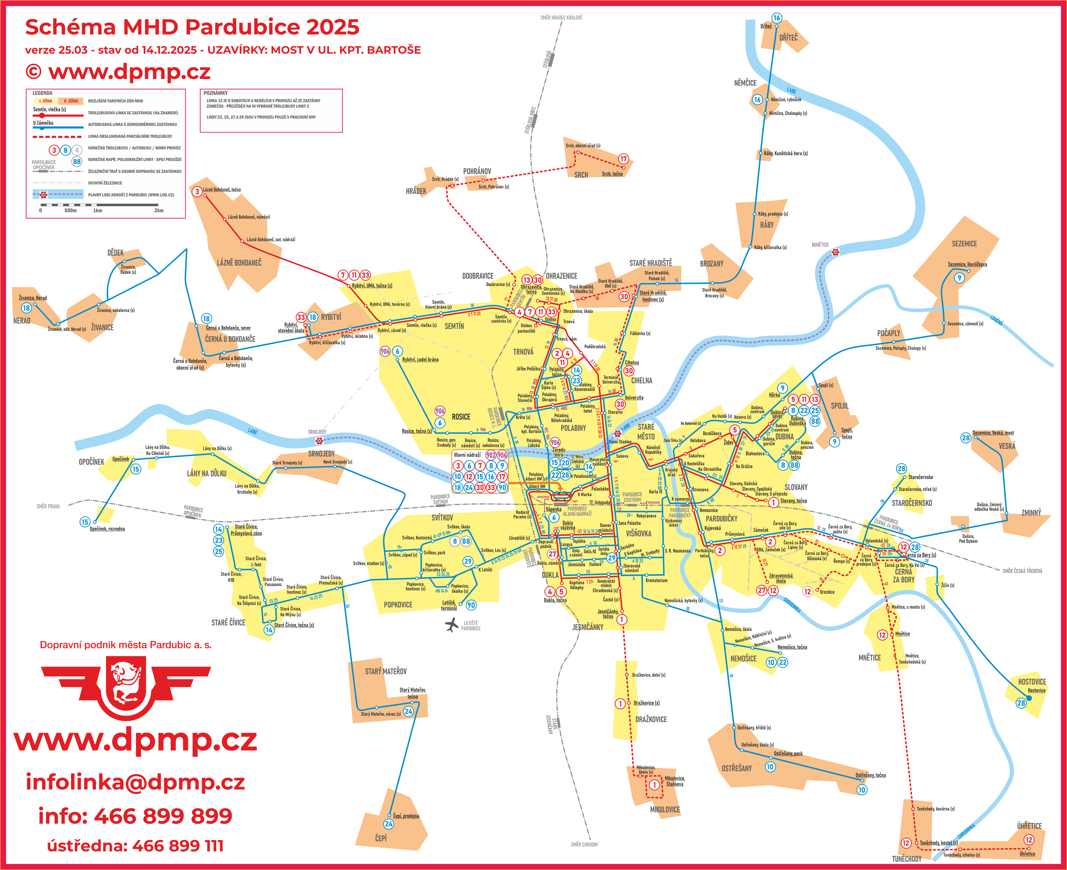 Schéma MHD Pardubice 2025